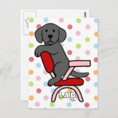 Black Labrador Student 3 Cartoon Postkarte (Vorne/Hinten)