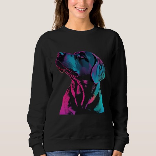 Black Labrador Synthwave 80s Retrowave Aesthetic Sweatshirt (Vorderseite)