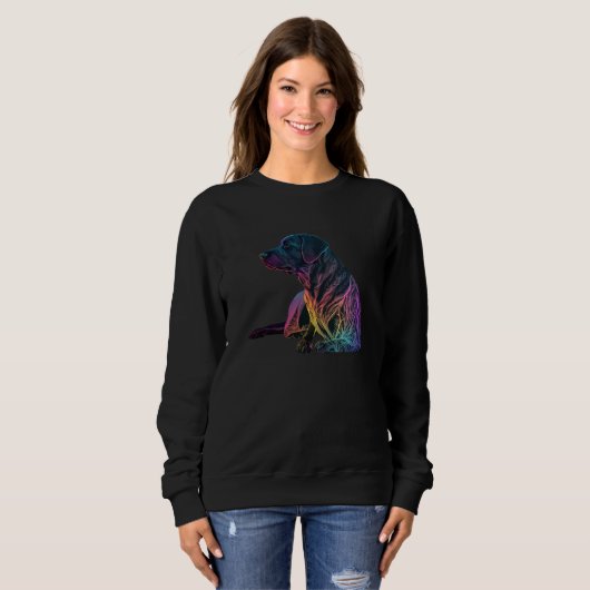 Black Labrador Synthwave 80s Retrowave Aesthetic Sweatshirt (Vorne ganz)