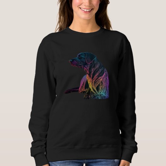 Black Labrador Synthwave 80s Retrowave Aesthetic   Sweatshirt (Vorderseite)