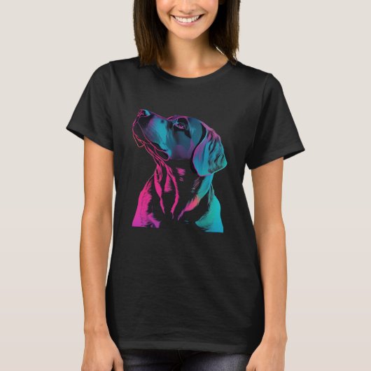 Black Labrador Synthwave 80s Retrowave Aesthetic T-Shirt (Vorderseite)