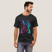 Black Labrador Synthwave 80s Retrowave Aesthetic T-Shirt (Vorne ganz)