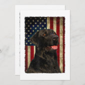 Black Labrador T Shirt Gift USA Flag Labrador Eige Einladung (Vorne/Hinten)
