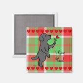 Black Labrador Tiny Heart Blume Cartoon Magnet (Vorderseite/Rückseite)