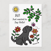 Black Labrador und Green Hi Postkarte (Vorderseite)