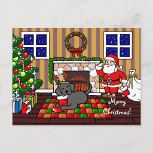 Black Labrador und Santa Christmas Cartoon Feiertagspostkarte