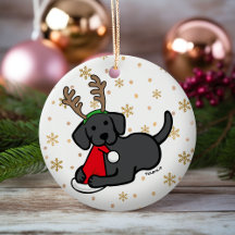 Black Labrador und Santa Christmas Cartoon