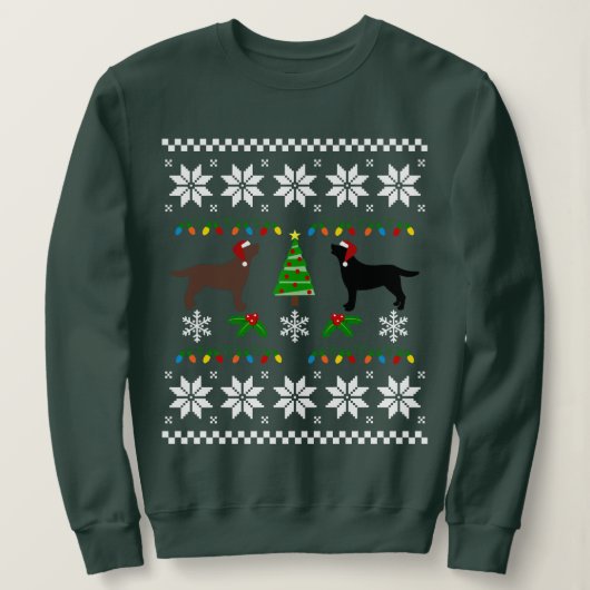 Black Labrador und Schokolade Labrador Weihnachten Sweatshirt (Design vorne)