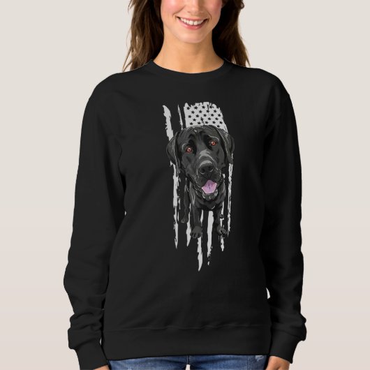 Black Labrador Usa Flag Labrador Besitzer der Voge Sweatshirt (Vorderseite)