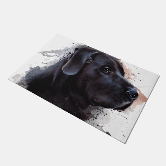 Black Labrador Watercolor Fußmatte (Schrägansicht)