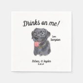 Black Labrador Wedding Cocktail Napkin Serviette (Vorderseite)