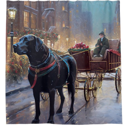 Black Labrador Weihnachten Duschvorhang (Vorderseite)