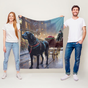 Black Labrador Weihnachten Fleecedecke