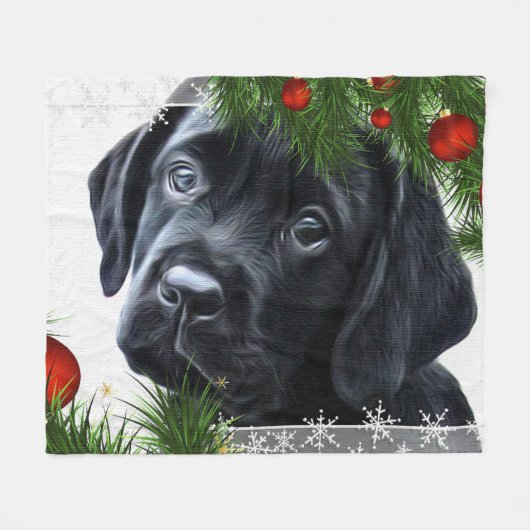 Black Labrador Weihnachten Fleecedecke (Vorderseite (Horizontal))