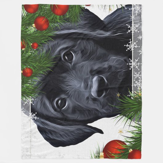 Black Labrador Weihnachten Fleecedecke (Vorderseite)