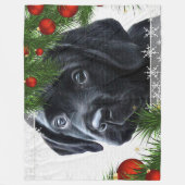 Black Labrador Weihnachten Fleecedecke (Vorderseite)