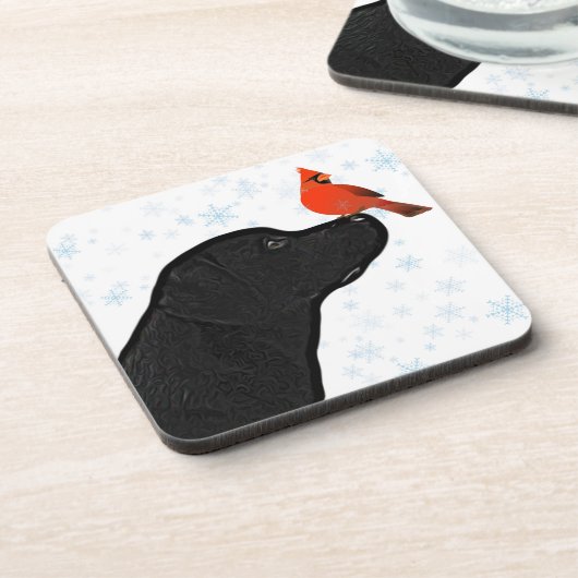 Black Labrador Weihnachten Getränkeuntersetzer (Linke Seite)