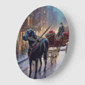 Black Labrador Weihnachten Große Wanduhr (Winkel)