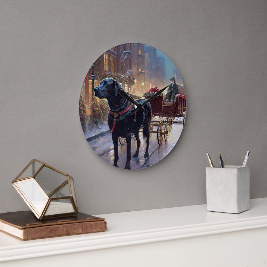 Black Labrador Weihnachten Große Wanduhr (Büro)
