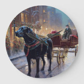 Black Labrador Weihnachten Große Wanduhr (Vorderseite)
