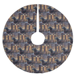 Black Labrador Weihnachten Polyester Weihnachtsbaumdecke