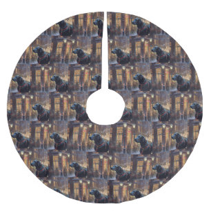 Black Labrador Weihnachten Polyester Weihnachtsbaumdecke