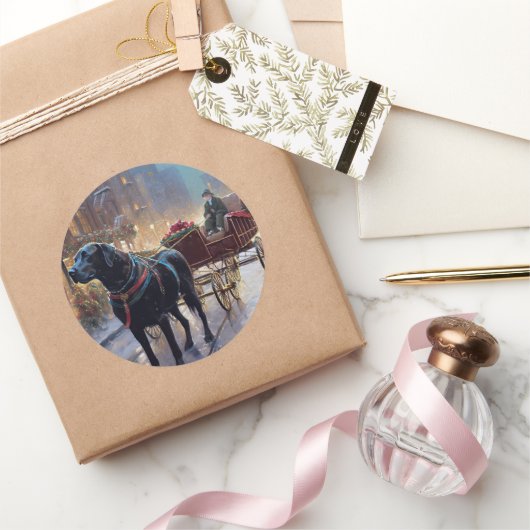 Black Labrador Weihnachten Runder Aufkleber (Schenken)
