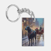 Black Labrador Weihnachten Schlüsselanhänger (Vorderseite links)