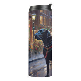 Black Labrador Weihnachten Thermosbecher