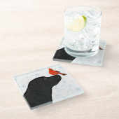 Black Labrador Weihnachten und Kardinal Glasuntersetzer (Schrägansicht)