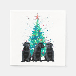 Black Labrador Weihnachtsbaum Niedlicher Hundewelp Serviette