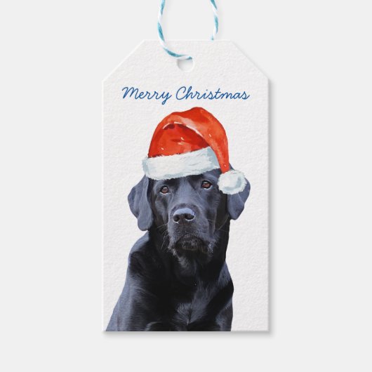 Black Labrador Weihnachtsfeiertag Niedlich Santa D Geschenkanhänger (Vorderseite)