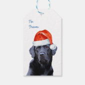 Black Labrador Weihnachtsfeiertag Niedlich Santa D Geschenkanhänger (Rückseite)