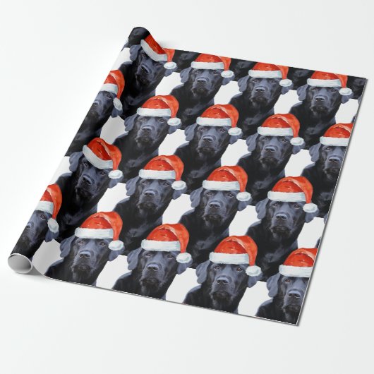 Black Labrador Weihnachtsfeiertag Niedlich Santa D Geschenkpapier (Ungerollt)