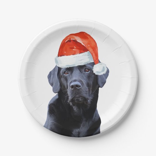 Black Labrador Weihnachtsfeiertag Niedlich Santa D Pappteller (Vorderseite)