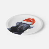 Black Labrador Weihnachtsfeiertag Niedlich Santa D Pappteller (Schrägansicht)