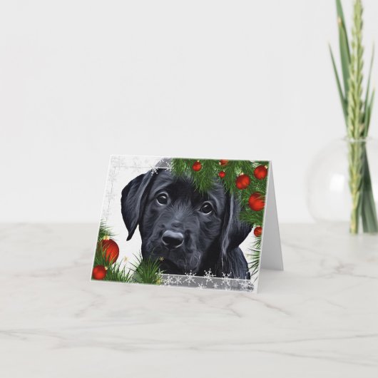Black Labrador Weihnachtskarte Feiertagskarte (Vorderseite)