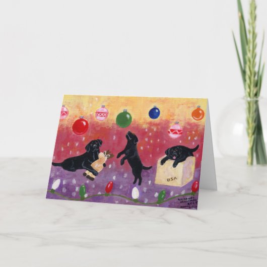 Black Labrador Weihnachtskarten Feiertagskarte (Vorderseite)