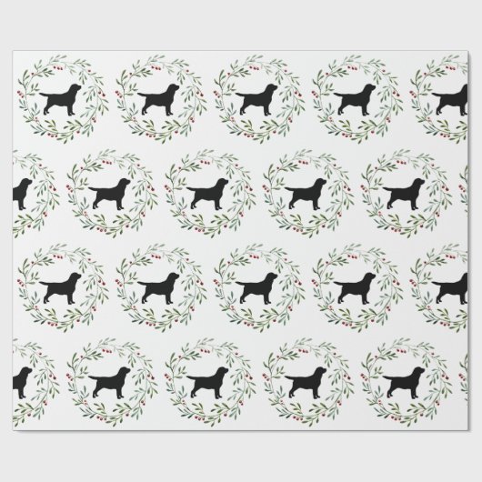 Black Labrador Weihnachtskranz Retriever Hund Geschenkpapier (Flach)