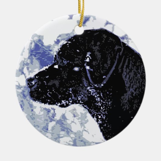 Black Labrador - Winter Wonderland Keramikornament (Vorne)