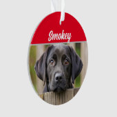 Black Labrador with Name and Foto Christmas Ornament (Vorderseite)