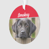 Black Labrador with Name and Foto Christmas Ornament (Vorderseite)