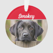 Black Labrador with Name and Foto Christmas Ornament (Vorderseite)