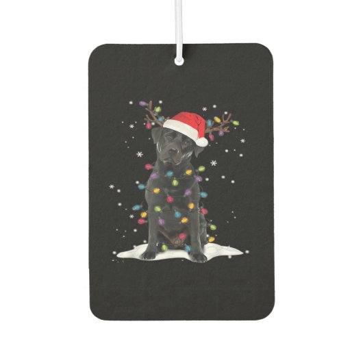 Black Labrador Xmas Dog Christmas Tree Light Class Autolufterfrischer (Vorderseite)