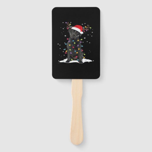 Black Labrador Xmas Dog Christmas Tree Light Class Fächer (Vorderseite)