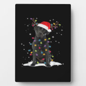 Black Labrador Xmas Dog Christmas Tree Light Class Fotoplatte (Vorderseite)