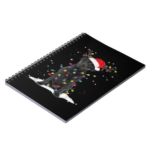 Black Labrador Xmas Dog Christmas Tree Light Class Notizblock (Linke Seite)