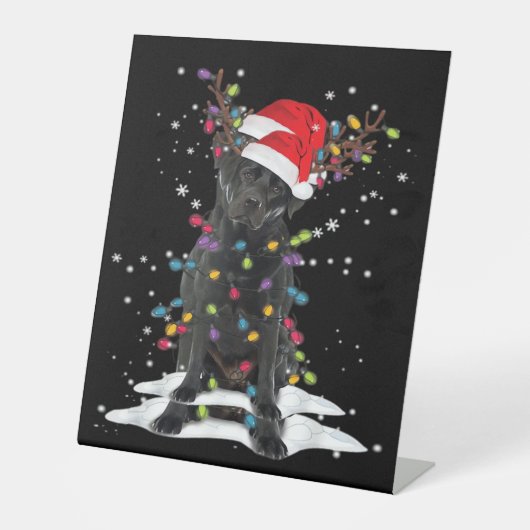 Black Labrador Xmas Dog Christmas Tree Light Class Sockelschild (Vorderseite)