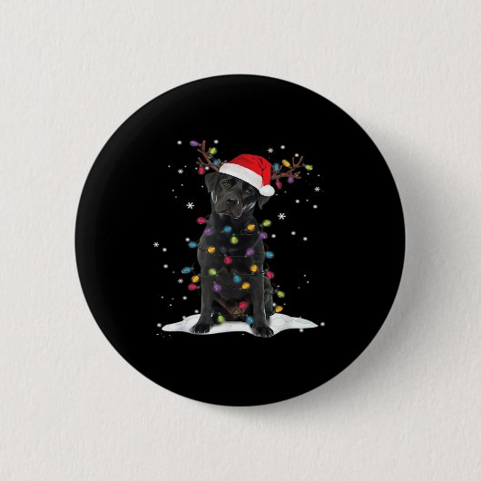 Black Labrador Xmas Hund Weihnachtsbaum Light Clas Button (Vorderseite)