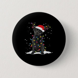 Black Labrador Xmas Hund Weihnachtsbaum Light Clas Button